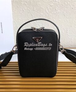 Replica Prada Brique Saffiano Leather Men Bag 2VH066 Black