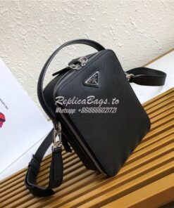 Replica Prada Brique Saffiano Leather Men Bag 2VH066 Black 2
