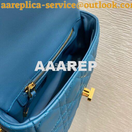 Replica Dior Small Caro Bag Soft Cannage Calfskin M9241 Ocean Blue 7