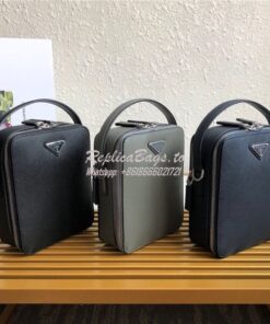Replica Prada Brique Saffiano Leather Men Bag 2VH066 Grey