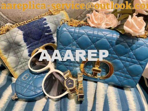 Replica Dior Small Caro Bag Soft Cannage Calfskin M9241 Ocean Blue 10