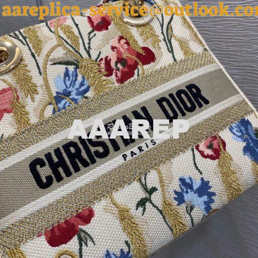 Replica Dior Medium Lady D-lite Bag Beige Multicolor Dior Hibiscus Met 6