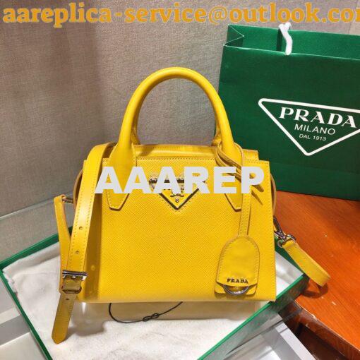 Replica Prada Saffiano Leather Handbag 1BA269 Yellow