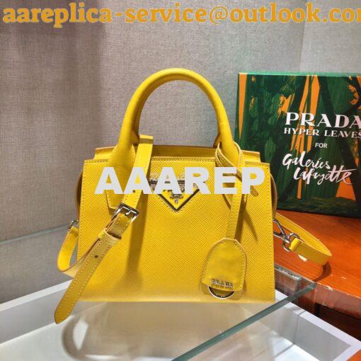 Replica Prada Saffiano Leather Handbag 1BA269 Yellow 2