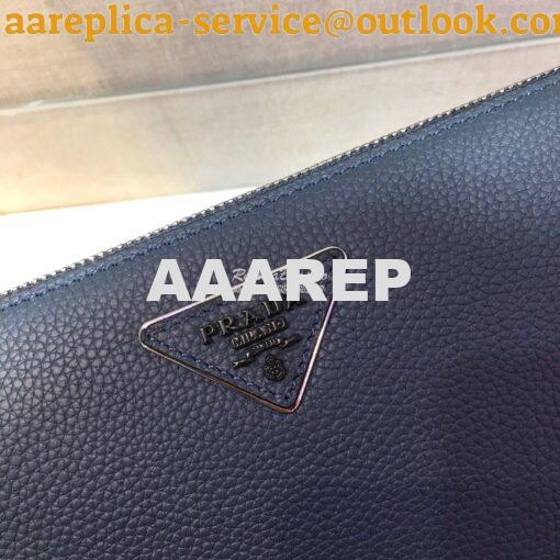Replica Prada Leather Clutch 2VF001 Blue 6