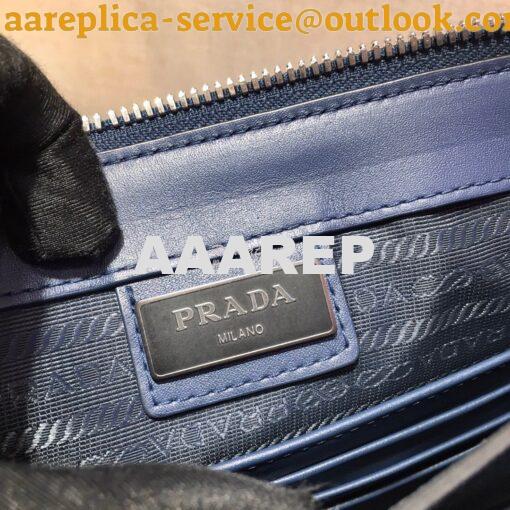 Replica Prada Leather Clutch 2VF001 Blue 10