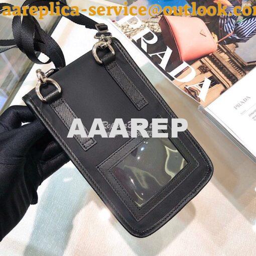 Replica Prada Nylon and Saffiano Leather Cellphone Case 2ZH109 Black w 7