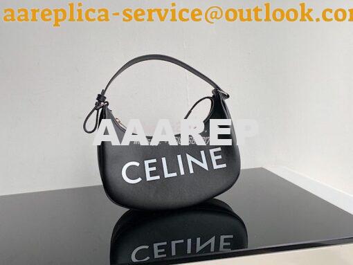 Replica Celine Ava Bag in Smooth Calfskin with Logo Print 193953 Black 4