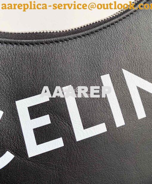 Replica Celine Ava Bag in Smooth Calfskin with Logo Print 193953 Black 7