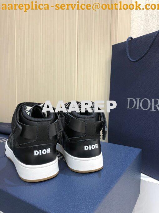 Replica Dior B27 High-Top Sneaker 3SH132 Black Smooth Calfskin with Ob 8