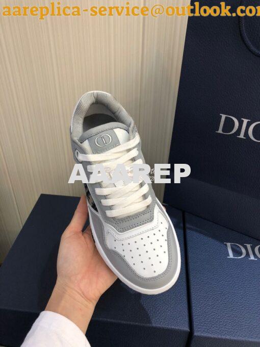 Replica Dior B27 Low-Top Sneaker Gray Smooth Calfskin with Dior Obliqu 7