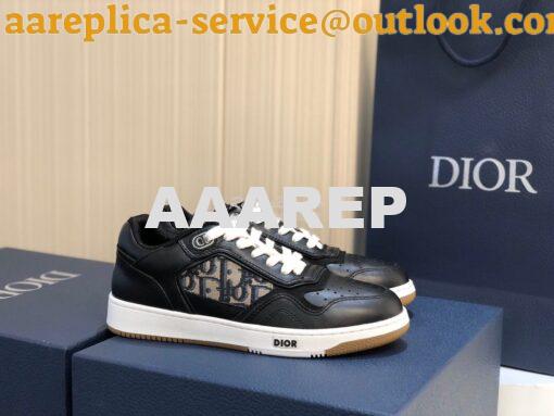 Replica Dior B27 Low-Top Sneaker Black Smooth Calfskin with Dior Obliq