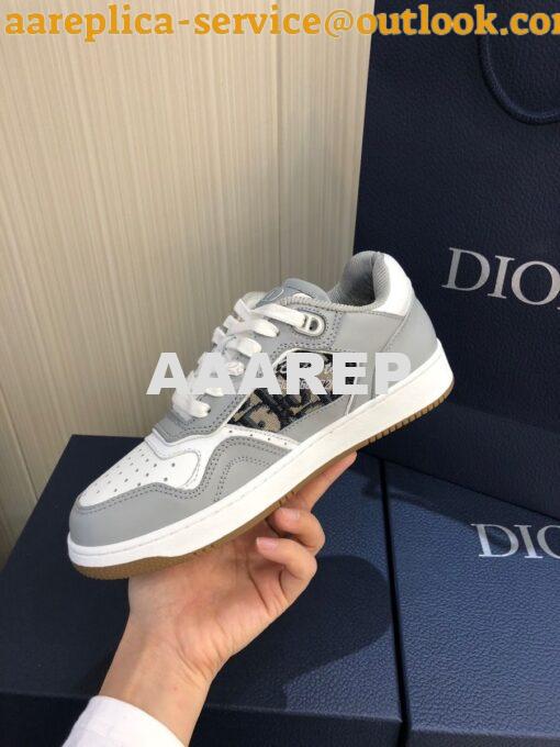 Replica Dior B27 Low-Top Sneaker Gray Smooth Calfskin with Dior Obliqu 8