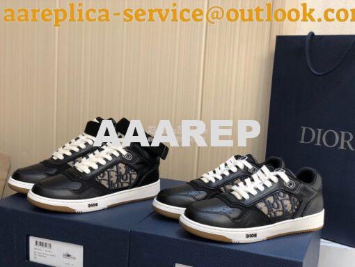 Replica Dior B27 High-Top Sneaker 3SH132 Black Smooth Calfskin with Ob 9