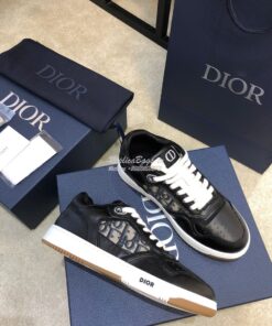 Replica Dior B27 Low-Top Sneaker Black Smooth Calfskin with Dior Obliq 2