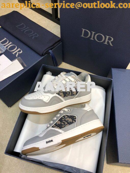 Replica Dior B27 Low-Top Sneaker Gray Smooth Calfskin with Dior Obliqu 10
