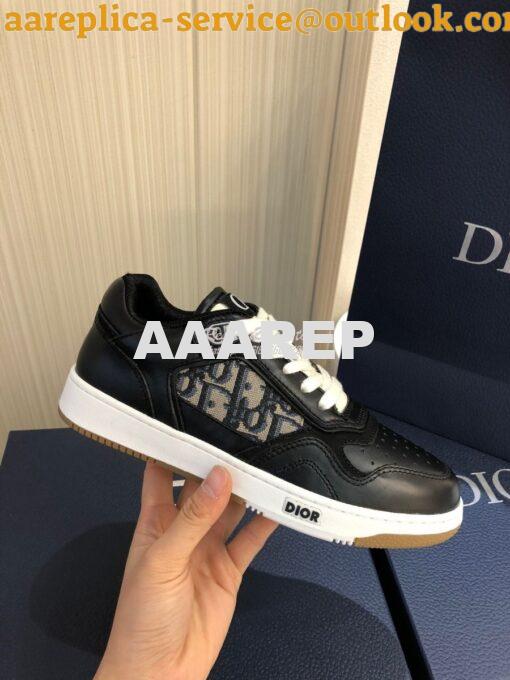 Replica Dior B27 Low-Top Sneaker Black Smooth Calfskin with Dior Obliq 4