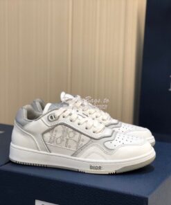Replica Dior B27 Low-Top Sneaker White and Gray Smooth Calfskin with W
