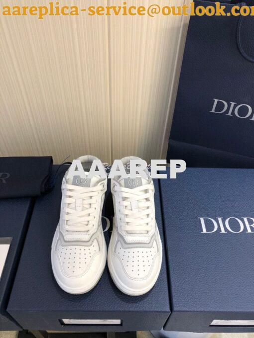 Replica Dior B27 Low-Top Sneaker White and Gray Smooth Calfskin with W 2