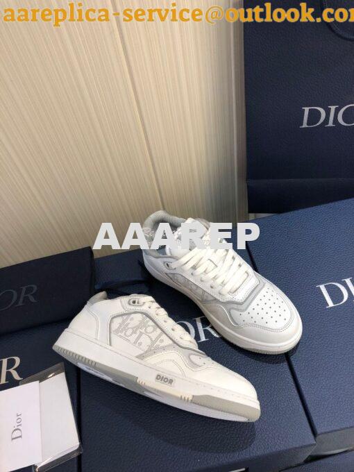 Replica Dior B27 Low-Top Sneaker White and Gray Smooth Calfskin with W 3