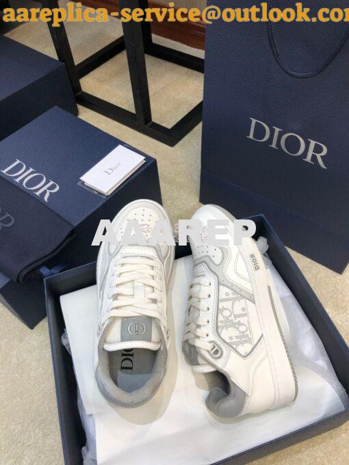 Replica Dior B27 Low-Top Sneaker White and Gray Smooth Calfskin with W 4