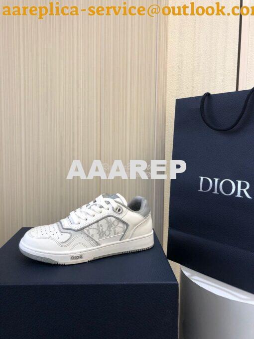 Replica Dior B27 Low-Top Sneaker White and Gray Smooth Calfskin with W 5