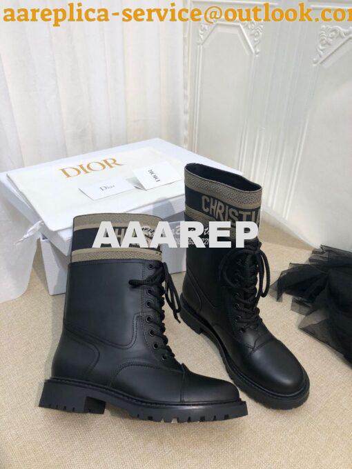 Replica Dior D-Major Ankle Boot Black Calfskin and Taupe Technical Fab 4