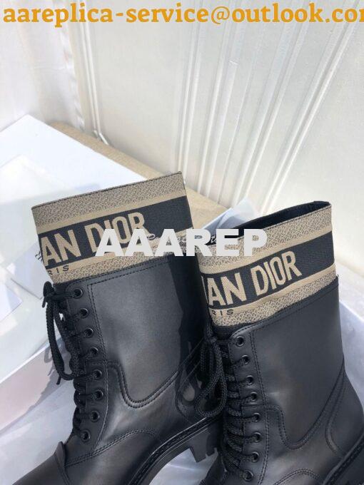 Replica Dior D-Major Ankle Boot Black Calfskin and Taupe Technical Fab 5