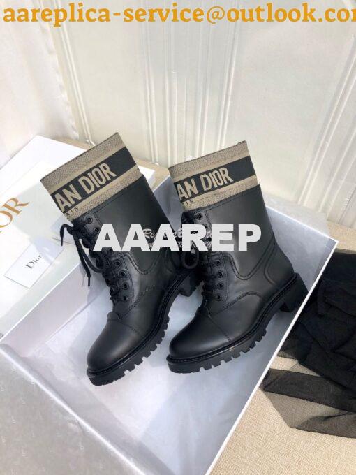 Replica Dior D-Major Ankle Boot Black Calfskin and Taupe Technical Fab 6