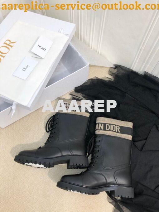 Replica Dior D-Major Ankle Boot Black Calfskin and Taupe Technical Fab 8