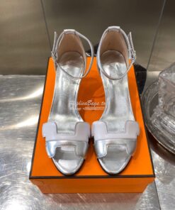 Replica Hermes Premiere 70 Sandals Calfskin H201166 Gris Argenté