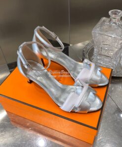 Replica Hermes Premiere 70 Sandals Calfskin H201166 Gris Argenté 2