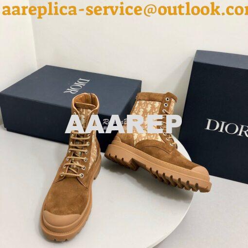 Replica Dior Explorer Ankle Boot Tan Oblique Jacquard and Tan Smooth 3 2