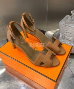 Replica Hermes Premiere 70 Sandals Calfskin H201166 Brown 2