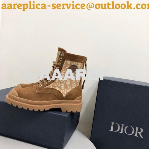 Replica Dior Explorer Ankle Boot Tan Oblique Jacquard and Tan Smooth 3 3