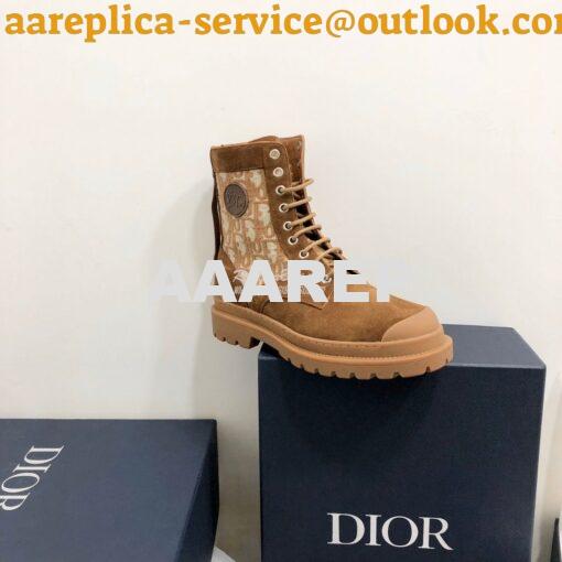 Replica Dior Explorer Ankle Boot Tan Oblique Jacquard and Tan Smooth 3 5