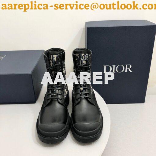 Replica Dior Explorer Ankle Boot Oblique Jacquard and Black Smooth 3BO 2