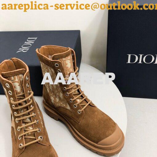 Replica Dior Explorer Ankle Boot Tan Oblique Jacquard and Tan Smooth 3 6