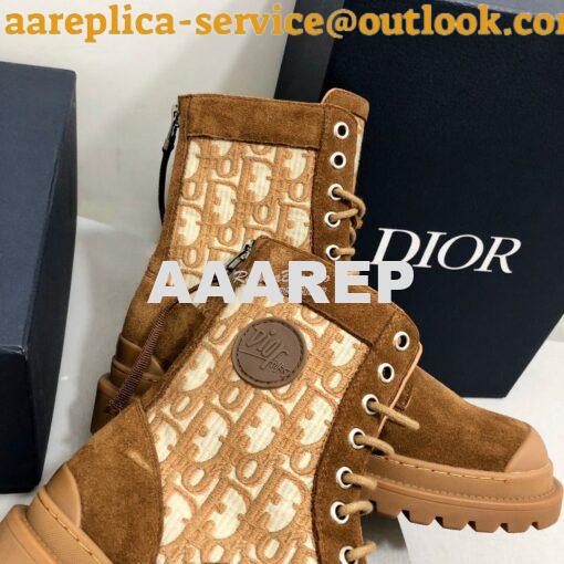 Replica Dior Explorer Ankle Boot Tan Oblique Jacquard and Tan Smooth 3 7