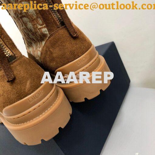Replica Dior Explorer Ankle Boot Tan Oblique Jacquard and Tan Smooth 3 8