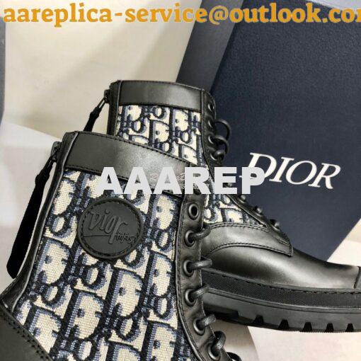 Replica Dior Explorer Ankle Boot Oblique Jacquard and Black Smooth 3BO 5