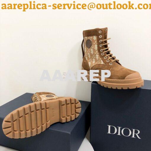 Replica Dior Explorer Ankle Boot Tan Oblique Jacquard and Tan Smooth 3 9