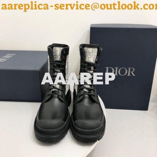 Replica Dior Explorer Ankle Boot Grey Oblique Jacquard and Black Smoot 2