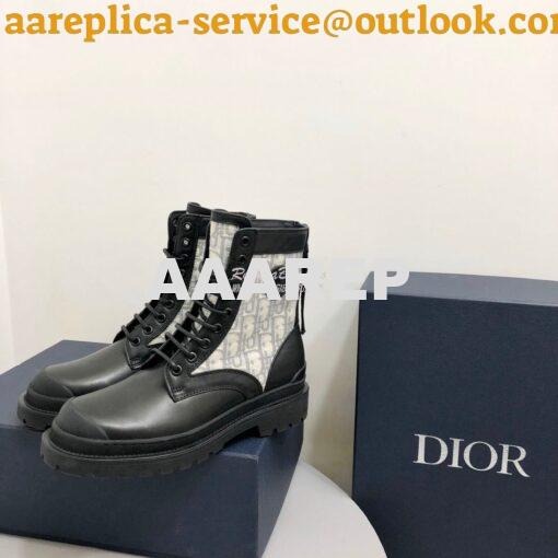 Replica Dior Explorer Ankle Boot Grey Oblique Jacquard and Black Smoot 3