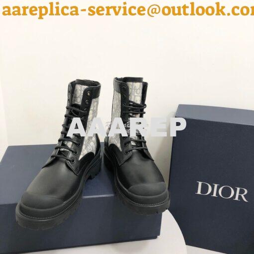 Replica Dior Explorer Ankle Boot Grey Oblique Jacquard and Black Smoot 4