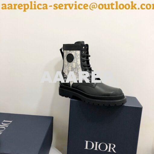 Replica Dior Explorer Ankle Boot Grey Oblique Jacquard and Black Smoot 5