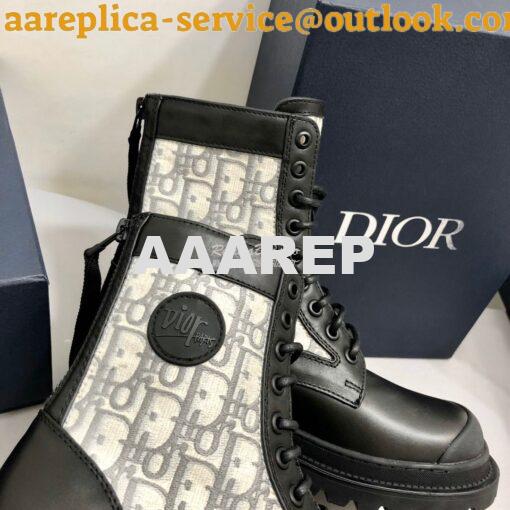 Replica Dior Explorer Ankle Boot Grey Oblique Jacquard and Black Smoot 6