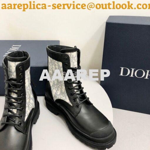 Replica Dior Explorer Ankle Boot Grey Oblique Jacquard and Black Smoot 7