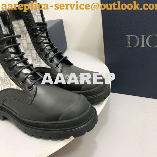 Replica Dior Explorer Ankle Boot Grey Oblique Jacquard and Black Smoot 8