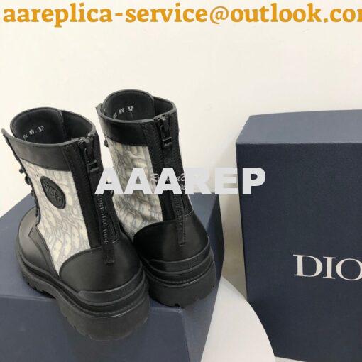 Replica Dior Explorer Ankle Boot Grey Oblique Jacquard and Black Smoot 9